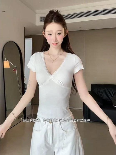 V-neck Fitted Tops